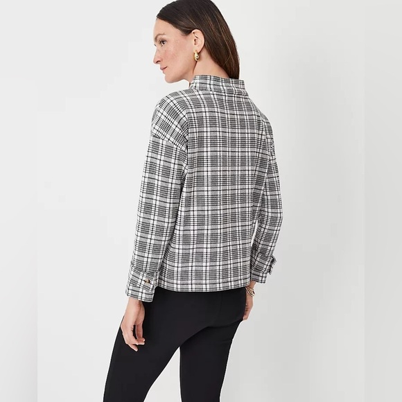 Ann Taylor Plaid Mock Neck Long Sleeve Sweater - Picture 1 of 6